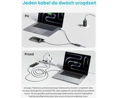 Anker USB-C į USB-C 2‑in‑1 įkrovimo kabelis, 140 W, 1.2 m, juodas