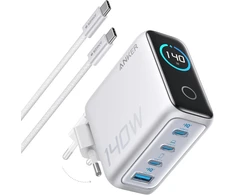 Anker USB-C kroviklis 140W, 4 lizdų, su ekranu, Power Delivery 3.1, sidabrinis, B2697