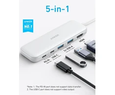 Anker USB-C šakotuvas 332 5 jungčių su HDMI 4K, USB-A ir 100 W PD A8355