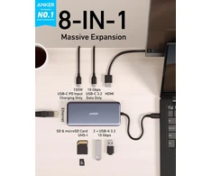 Anker USB-C šakotuvas PowerExpand 8-in-1 su HDMI 4K 60 Hz, 10 Gb/s ir PD 85 W A83830A1