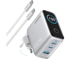 Anker USB-C tinklo įkroviklis 100 W su 3 prievadais, GaN ir išmaniuoju ekranu A121B
