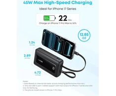 Anker Zolo išorinė baterija 20000 mAh 45 W su 2 integruotais USB-C laidais A110M