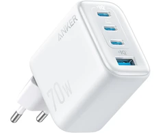 Anker Zolo tinklo įkroviklis USB-C, 70 W, 4 prievadų, baltas, A121C