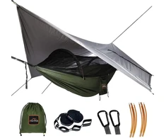 AnorTrek kempinginis hamakas su tinkleliu nuo uodų ir lietaus tentu, 290 x 140 cm, AT11455MG
