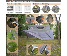 AnorTrek kempinginis hamakas su tinkleliu nuo uodų ir lietaus tentu, 290 x 140 cm, AT11455MG