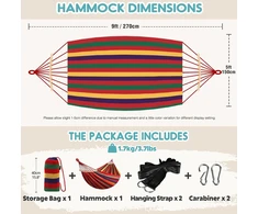 Anyoo lauko hamakas su skersiniu strypu, 210 x 150 cm, 200 kg, raudonas, AY-Stripes-Hammock-red-40