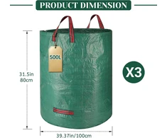 Aonext sodo atliekų maišai, 3 vnt., 272 l, polipropilenas 150 g/m², 67 x 76 cm