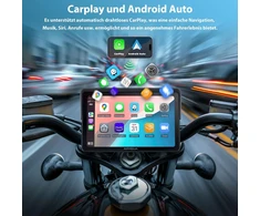 Aphqua belaidis motociklo ekranas CarPlay, 7 colių vandeniui atsparus jutiklinis, Bluetooth, GPS, modelis 722