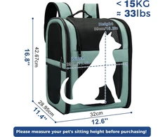 Apollo Walker gyvūnų nešyklė, kvėpuojantis tinklelis, šunims ir katėms, 2–15 kg, mėlyna, TWTB-81030D2