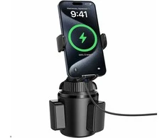 APPS2Car automobilinis telefono laikiklis puodelių laikiklyje su 15 W belaidžiu įkrovimu H9-C04