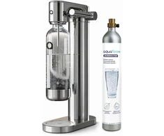 Aquafloow rankinis vandens gazavimo aparatas, nerūdijančio plieno korpusas, 0,8 l butelis be BPA, CO₂ balionėlis iki 60 l