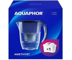 AQUAPHOR Ametyst vandens filtravimo ąsotis, 2,8 l talpa, MaxFOR+ filtras, plastikas, juodas