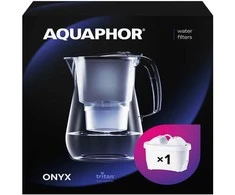 AQUAPHOR vandens filtras 4,2 l su MaxFOR+ kasete, stalo ąsotis, juodos spalvos, Onyx 212317