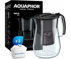 AQUAPHOR vandens filtravimo ąsotis, 4,2 l talpa, Tritan medžiaga, su 3 MAXFOR+ filtrais, Onyx