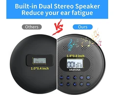 Arafuna nešiojamasis CD grotuvas su stereo garsiakalbiais ir 1400 mAh baterija CD5189B-04