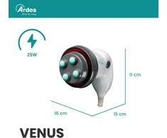 Ardes anticeliulitinis masažuoklis su infraraudonųjų spindulių šiluma, 15 W, 4 antgaliai, ARD.M240