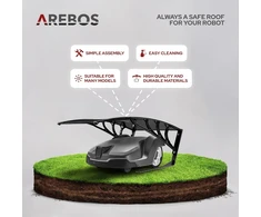 Arebos garažas vejapjovės robotui, 102 × 79 × 46 cm, metalinis stogas, UV apsauga, juodas