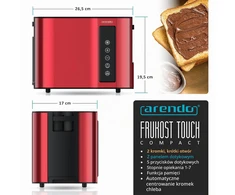 Arendo lietimui jautrus skrudintuvas 2 riekelėms, 800 W, su LED ekranu, 6841861641
