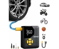 AstroAI L7 Mini nešiojamas automobilinis oro kompresorius, akumuliatorinė padangų pompa, juodas