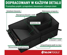 ATHLON TOOLS automobilio bagažinės organizatorius XXL 50 l su dangčiu C2711