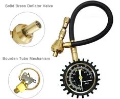 ATsafepro padangų slėgio matuoklis su oro išleidikliu, 75 psi, 2 col., GH05-A11R4-75N