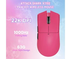 ATTACK SHARK belaidė optinė žaidimų pelė, 22000 DPI, 63g, 3 ryšio režimai, X11SE