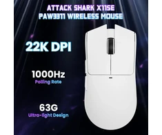 ATTACK SHARK belaidė žaidimų pelė, 22000 DPI, 63 g, BT/2.4 GHz/USB-C, X11SE