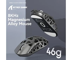 Attack Shark belaidė žaidimų pelė, 46 g, 8000 Hz, PixArt PAW3395, 26000 DPI, pilka, R3
