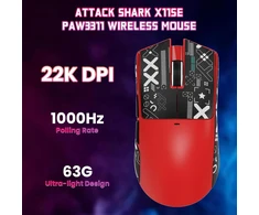 ATTACK SHARK belaidė žaidimų pelė, 63 g, 22000 DPI, BT/2,4 GHz/su laidu, X11SE