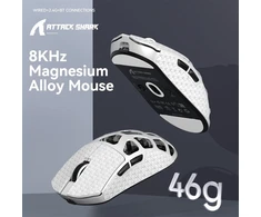 ATTACK SHARK belaidė žaidimų pelė 8000 Hz, 46 g, PixArt PAW3395, DPI iki 26000, R3