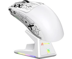 ATTACK SHARK belaidė žaidimų pelė su jutikliniu krovimo stovu, 40000 DPI, 53g, PAW3395PRO, BT/2.4G/USB-C, balta