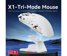 ATTACK SHARK belaidė žaidimų pelė su jutikliniu krovimo stovu, 40000 DPI, 53g, PAW3395PRO, BT/2.4G/USB-C, balta