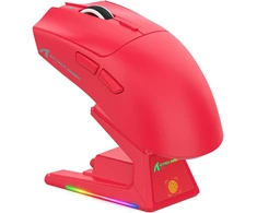 ATTACK SHARK belaidė žaidimų pelė su lietimui jautria RGB stotele, 40000 DPI, 53g, BT/2.4G/USB-C, PAW3395PRO, raudona