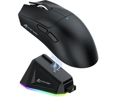 Attack Shark belaidė žaidimų pelė su magnetine įkrovimo stotele, optinis sensorius 22000 DPI, Bluetooth/2,4G, USB-C, X11 juoda