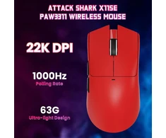 Attack Shark belaide žaidimų pelė su PixArt PAW3311, 22000 DPI, 63 g, BT 2.4 GHz USB-C, X11SE