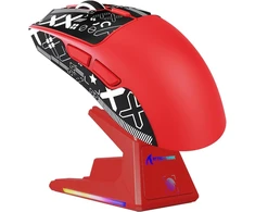 ATTACK SHARK belaidė žaidimų pelė su touchpad krovimo stotimi, 40000 DPI, 53g, PAW3395PRO, raudona