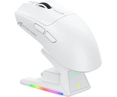 ATTACK SHARK belaidė žaidimų pelė su touchpad krovimo stotele, 40000 DPI, 53g, PixArt PAW3395PRO, balta