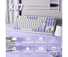 ATTACK SHARK mechaninė žaidimų klaviatūra X87, 87 klavišų, Bluetooth, 2.4G, USB-C, RGB