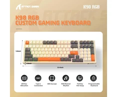ATTACK SHARK mechaninė žaidimų klaviatūra K98, USB-C, 98 klavišų, RGB, Hot-Swap