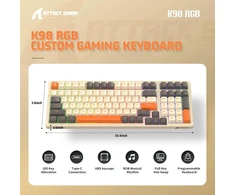 ATTACK SHARK mechaninė žaidimų klaviatūra K98, laidinė, 100 klavišų, RGB, USB-C