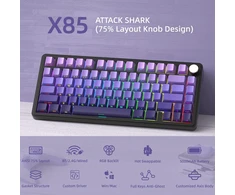 ATTACK SHARK mechaninė žaidimų klaviatūra 75 %, 81 klavišo, RGB, X85