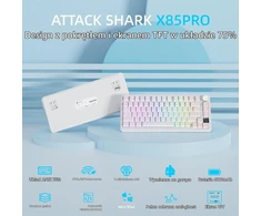ATTACK SHARK mechaninė žaidimų klaviatūra X85PRO, 75 %, Bluetooth, RGB, balta