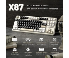 ATTACK SHARK mechaninė žaidimų klaviatūra X87, 87 klavišų, Bluetooth, 2,4 GHz, RGB