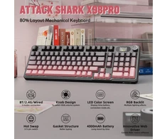 ATTACK SHARK mechaninė žaidimų klaviatūra Bluetooth, 2.4G, USB-C, X98PRO