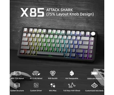 ATTACK SHARK mechaninė žaidimų klaviatūra X85, belaidė, 75 %, RGB, 5000 mAh
