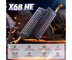 ATTACK SHARK žaidimų klaviatūra su magnetiniais jungikliais, 8000 Hz, RGB, X68 HE