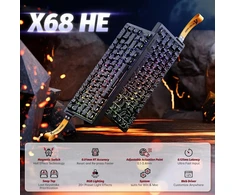 ATTACK SHARK žaidimų klaviatūra X68 HE su magnetiniais jungikliais, USB-C, 8000 Hz