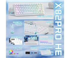 ATTACK SHARK žaidimų klaviatūra X82PRO HE, 75 %, su Hall efekto magnetiniais jungikliais