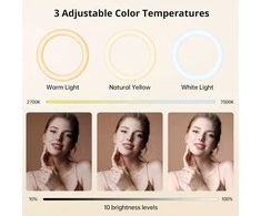 ATUMTEK 12" LED žiedinė selfie lempa su 160 cm trikoju, 3 spalvų režimai ir nuotolinio valdymo pultas