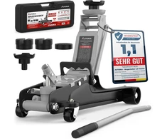 AUTORIA automobilinis hidraulinis domkratas 2,5 t, minimalus aukštis 85 mm, su gumomis ir lagaminu, ATCJ2500LIGHTGREY